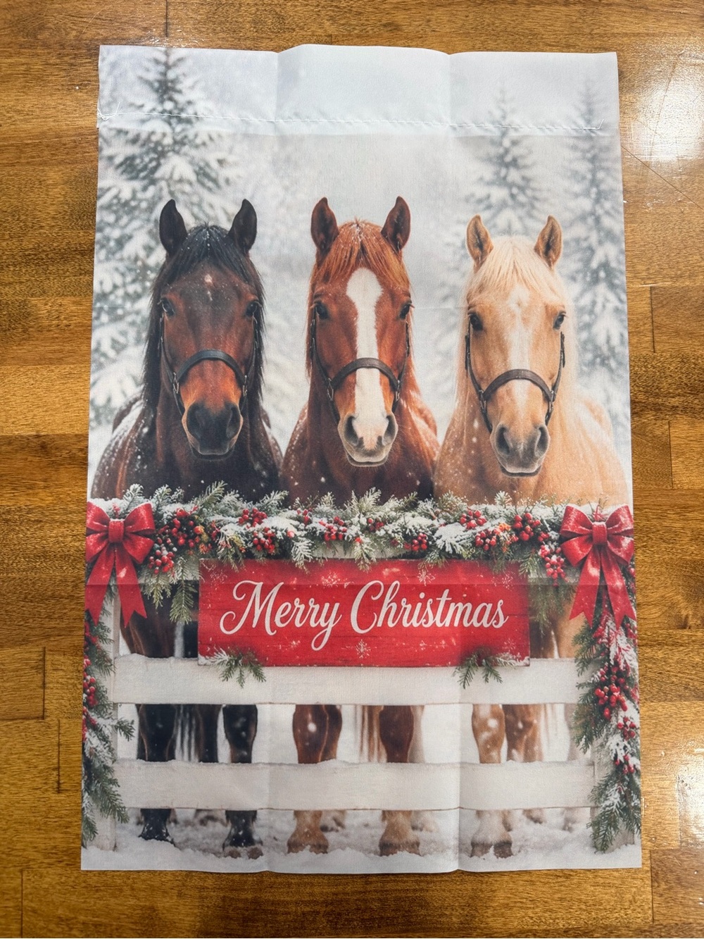 Merry Christmas Horse Garden Flag -